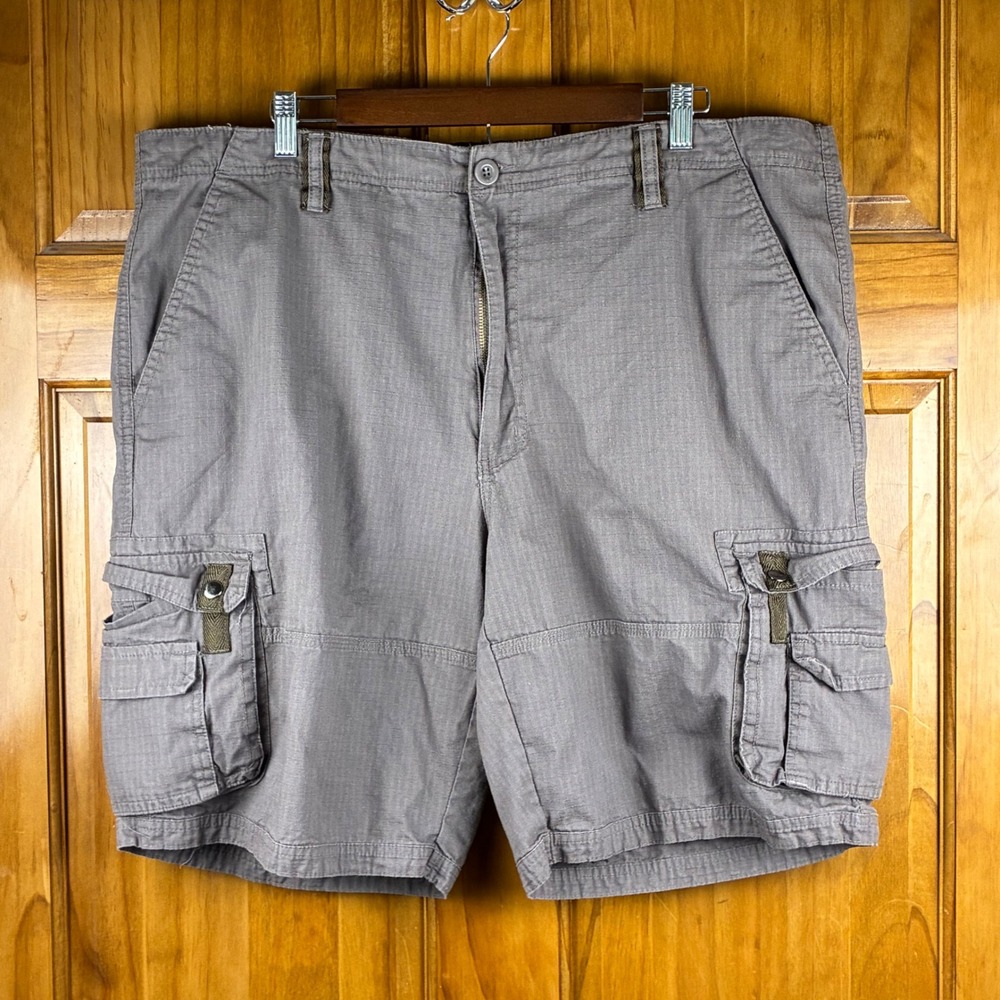 Ripstop Cargo‎ Shorts Gray Brown Mens Size 42 Cotton Utility Outdoor Gorpcore